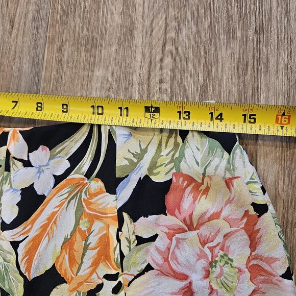 Vtg Talbots Pure Silk Midi Skirt Womens 6 Black Multicolor Ruffle Fairycore Boho - Picture 7 of 9